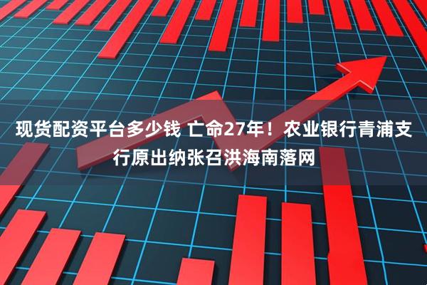 现货配资平台多少钱 亡命27年！农业银行青浦支行原出纳张召洪海南落网